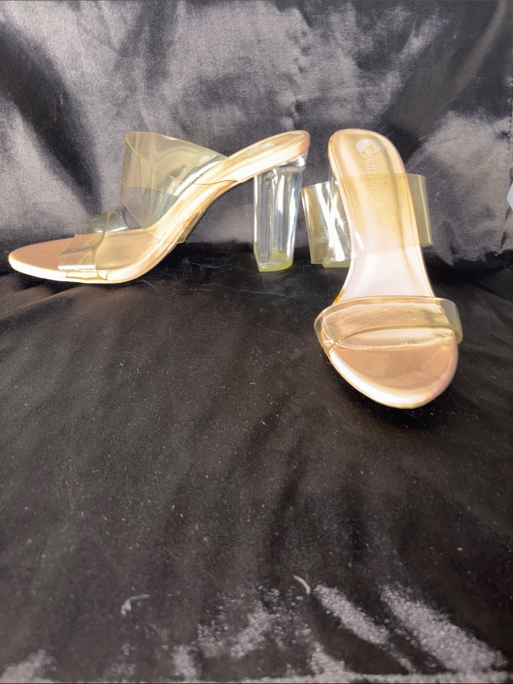 Wild Diva Clear Strap  Heeled Mules